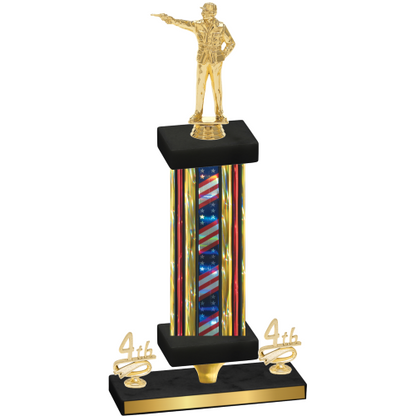 Premium Single Flag USA Fourth Place Shooter Trophy