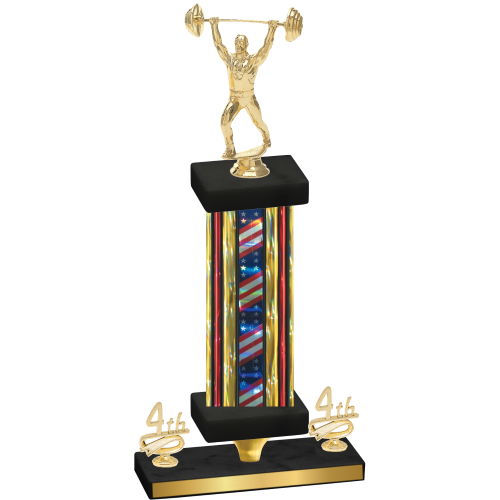Premium Single Flag USA Fourth Place Weights Trophy