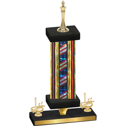 Premium Single Flag USA First Place Chess Trophy