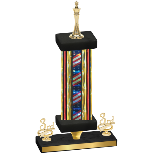 Premium Single Flag USA Third Place Chess Trophy