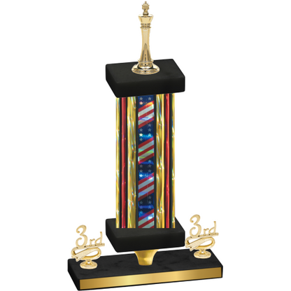 Premium Single Flag USA Third Place Chess Trophy
