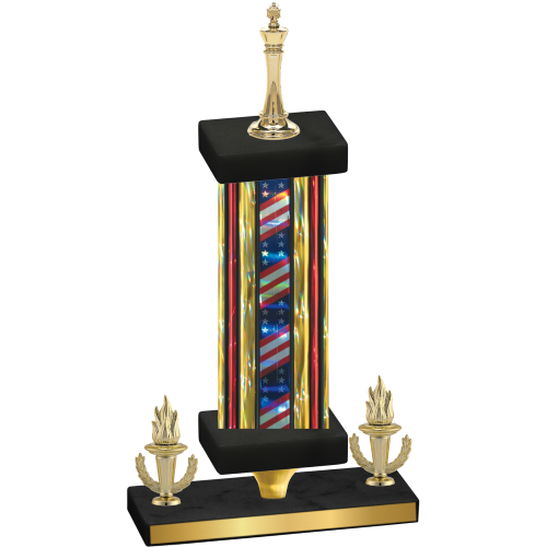Premium Single Flag USA Victory Chess Trophy