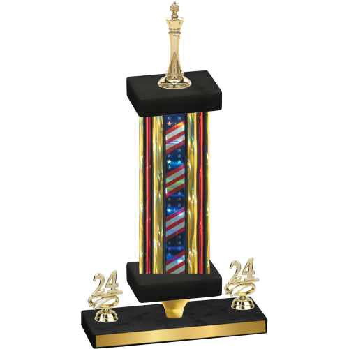 Premium Single Flag USA Year Chess Trophy