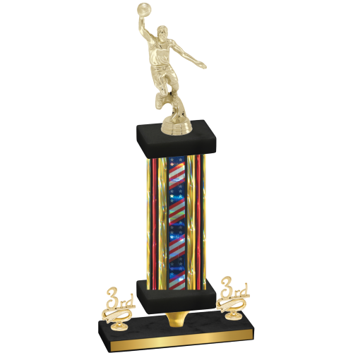 Premium Single Flag USA Third Place Basketball Trophy