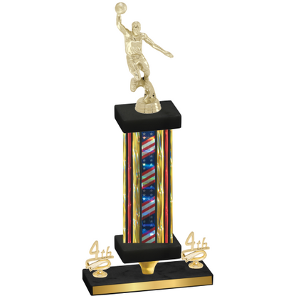 Premium Single Flag USA Fourth Place Basketball Trophy