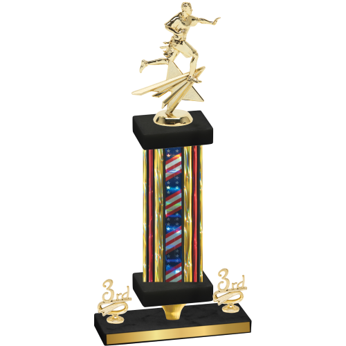 Premium Single Flag USA Third Place Flag Football Trophy