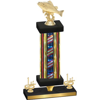 Premium Single Flag USA First Place Fishing Trophy