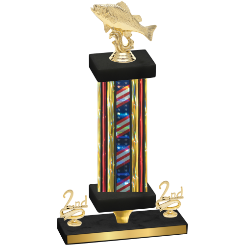 Premium Single Flag USA Second Place Fishing Trophy