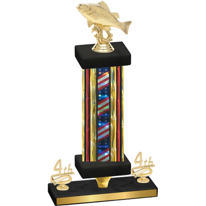 Premium Single Flag USA Fourth Place Fishing Trophy