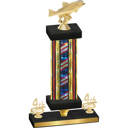 Premium Single Flag USA Fourth Place Fishing Trophy