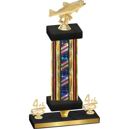 Premium Single Flag USA Fourth Place Fishing Trophy