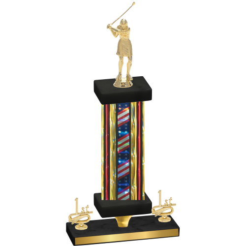 Premium Single Flag USA First Place Golf Trophy