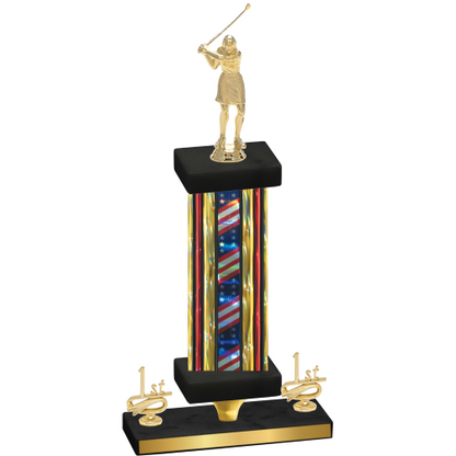 Premium Single Flag USA First Place Golf Trophy