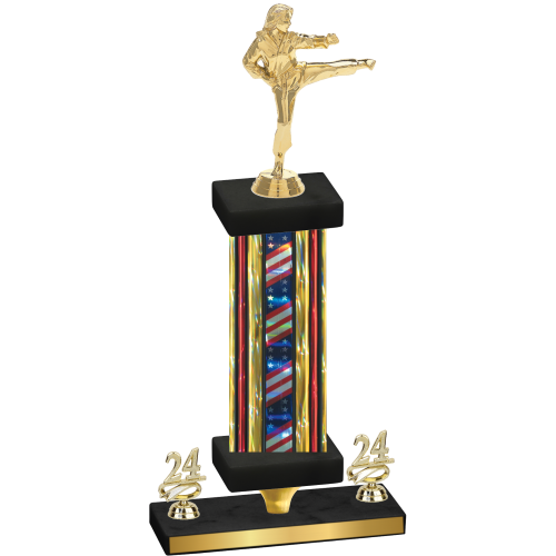 Premium Single Flag USA Year Karate Trophy