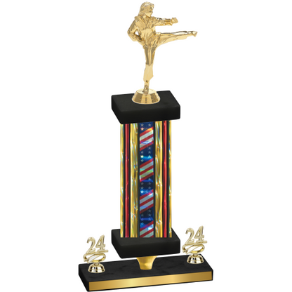 Premium Single Flag USA Year Karate Trophy