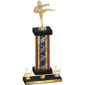 Premium Single Flag USA Second Place Karate Trophy