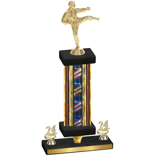 Premium Single Flag USA Year Karate Trophy