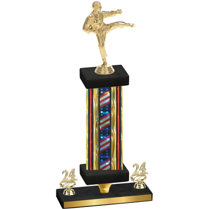 Premium Single Flag USA Year Karate Trophy
