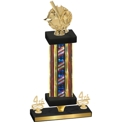 Premium Single Flag USA Fourth Place Baseball Trophy