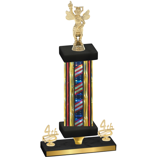 Premium Single Flag USA Fourth Place Academics Trophy