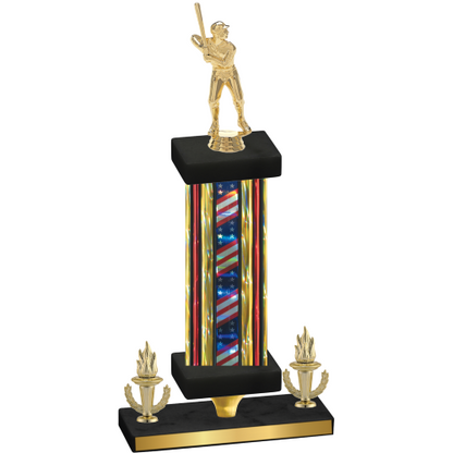 Premium Single Flag USA Victory Baseball Trophy