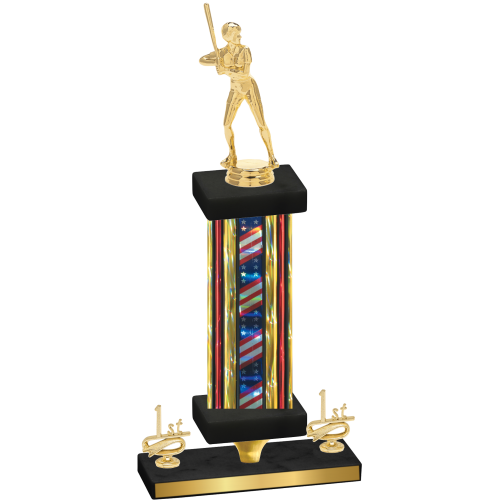 Premium Single Flag USA First Place Softball Trophy