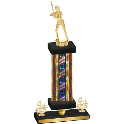 Premium Single Flag USA Fourth Place Softball Trophy
