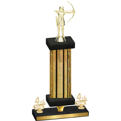 Premium Single Gold Glacier Fourth Place Archery Trophy
