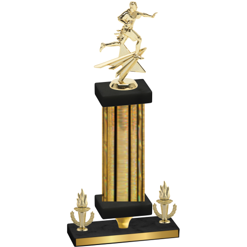 Premium Single Gold Glacier Victory Flag Football Trophy