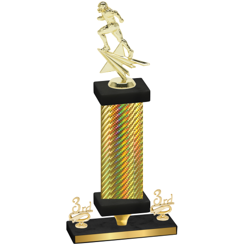 Premium Single Gold Carbon Fiber Third Place Football Trophy