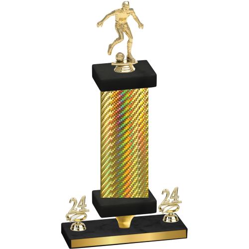 Premium Single Gold Carbon Fiber Year Soccer Trophy