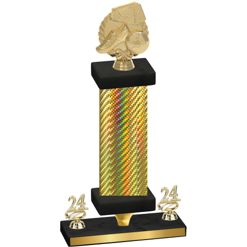 Premium Single Gold Carbon Fiber Year Soccer Trophy