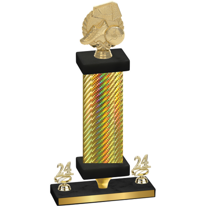 Premium Single Gold Carbon Fiber Year Soccer Trophy