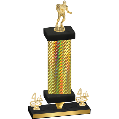 Premium Single Gold Carbon Fiber Fourth Place Rugby Trophy