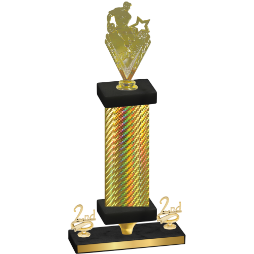 Premium Single Gold Carbon Fiber Second Place Rugby Trophy