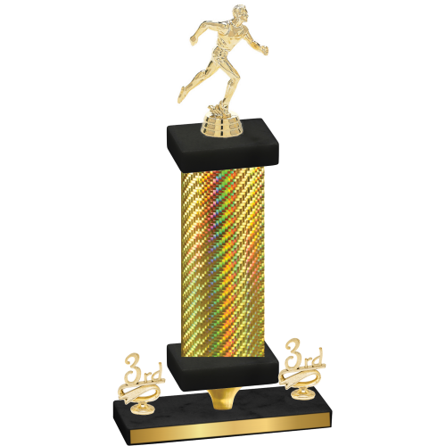 Premium Single Gold Carbon Fiber Third Place Running Trophy