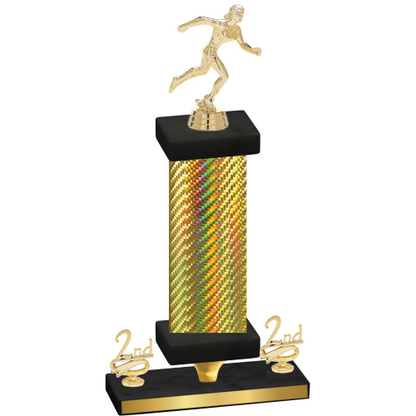 Premium Single Gold Carbon Fiber Second Place Running Trophy