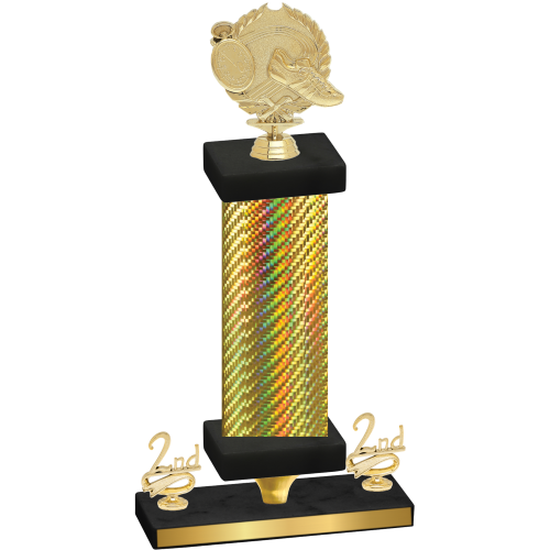 Premium Single Gold Carbon Fiber Second Place Running Trophy