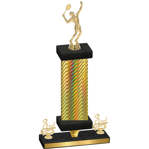 Premium Single Gold Carbon Fiber Third Place Tennis Trophy