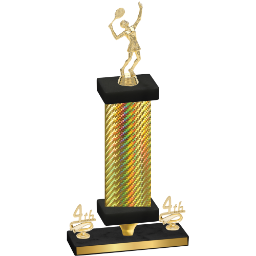 Premium Single Gold Carbon Fiber Fourth Place Tennis Trophy