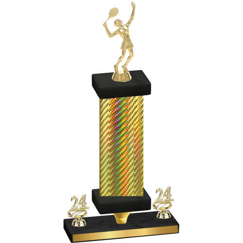 Premium Single Gold Carbon Fiber Year Tennis Trophy