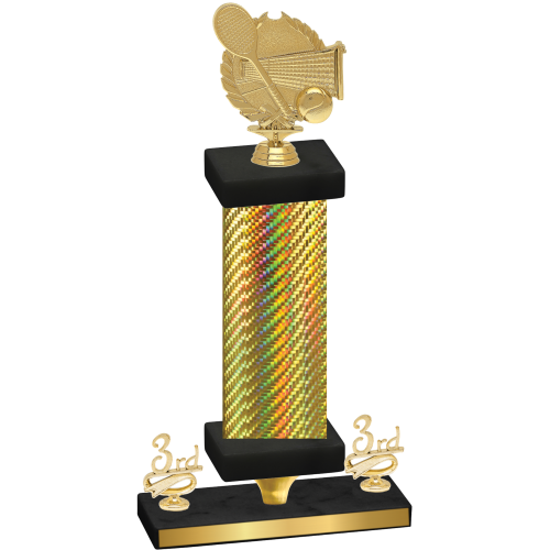 Premium Single Gold Carbon Fiber Third Place Tennis Trophy