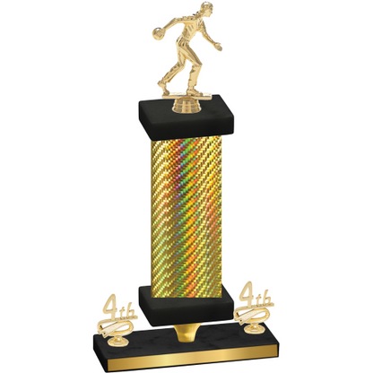 Premium Single Gold Carbon Fiber Fourth Place Bowling Trophy