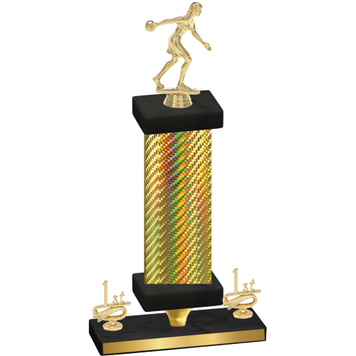 Premium Single Gold Carbon Fiber First Place Bowling Trophy