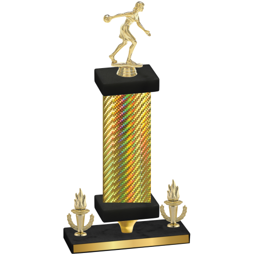 Premium Single Gold Carbon Fiber Victory Bowling Trophy