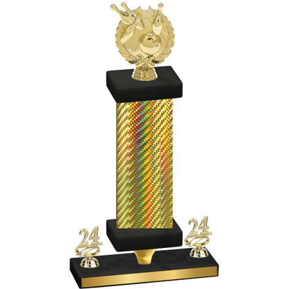 Premium Single Gold Carbon Fiber Year Bowling Trophy