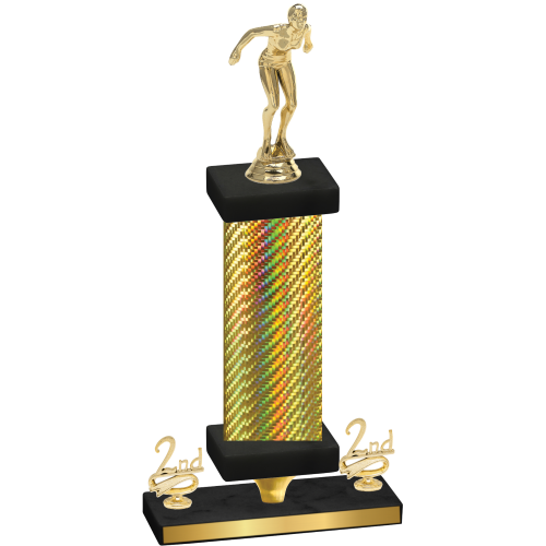 Premium Single Gold Carbon Fiber Second Place Tennis Trophy