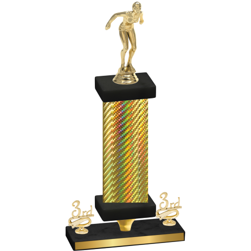 Premium Single Gold Carbon Fiber Third Place Tennis Trophy
