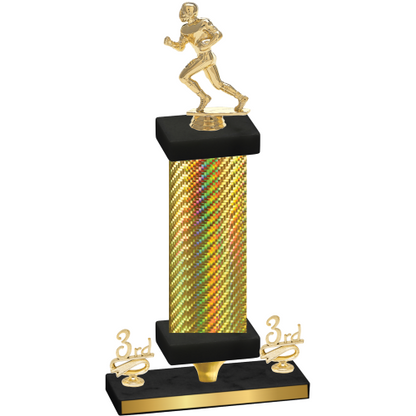 Premium Single Gold Carbon Fiber Third Place Football Trophy