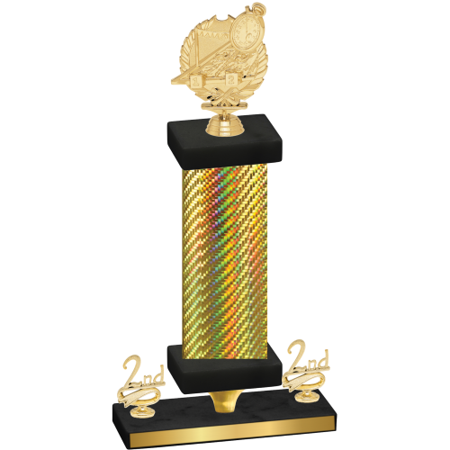 Premium Single Gold Carbon Fiber Second Place Swimming Trophy